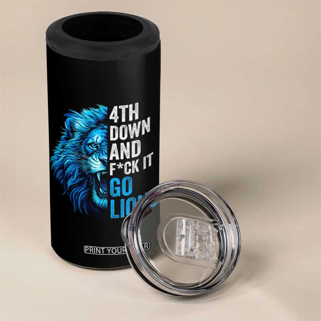 Go Lions 4 in 1 Can Cooler Tumbler Funny 4th Down F*ck It Blue Lion Fan TS10 Print Your Wear