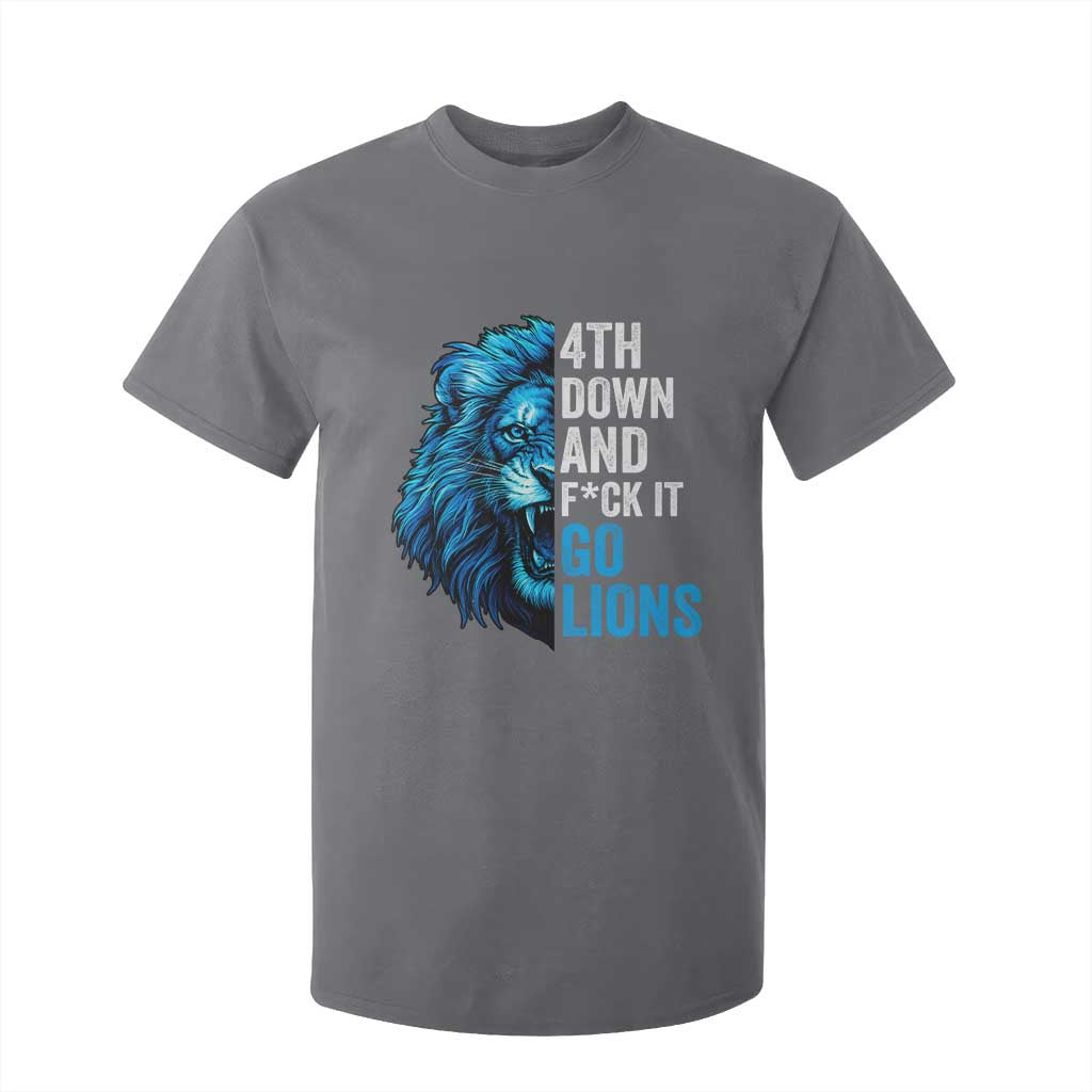 Go Lions T Shirt For Kid Funny 4th Down F*ck It Blue Lion Fan TS10 Charcoal Print Your Wear