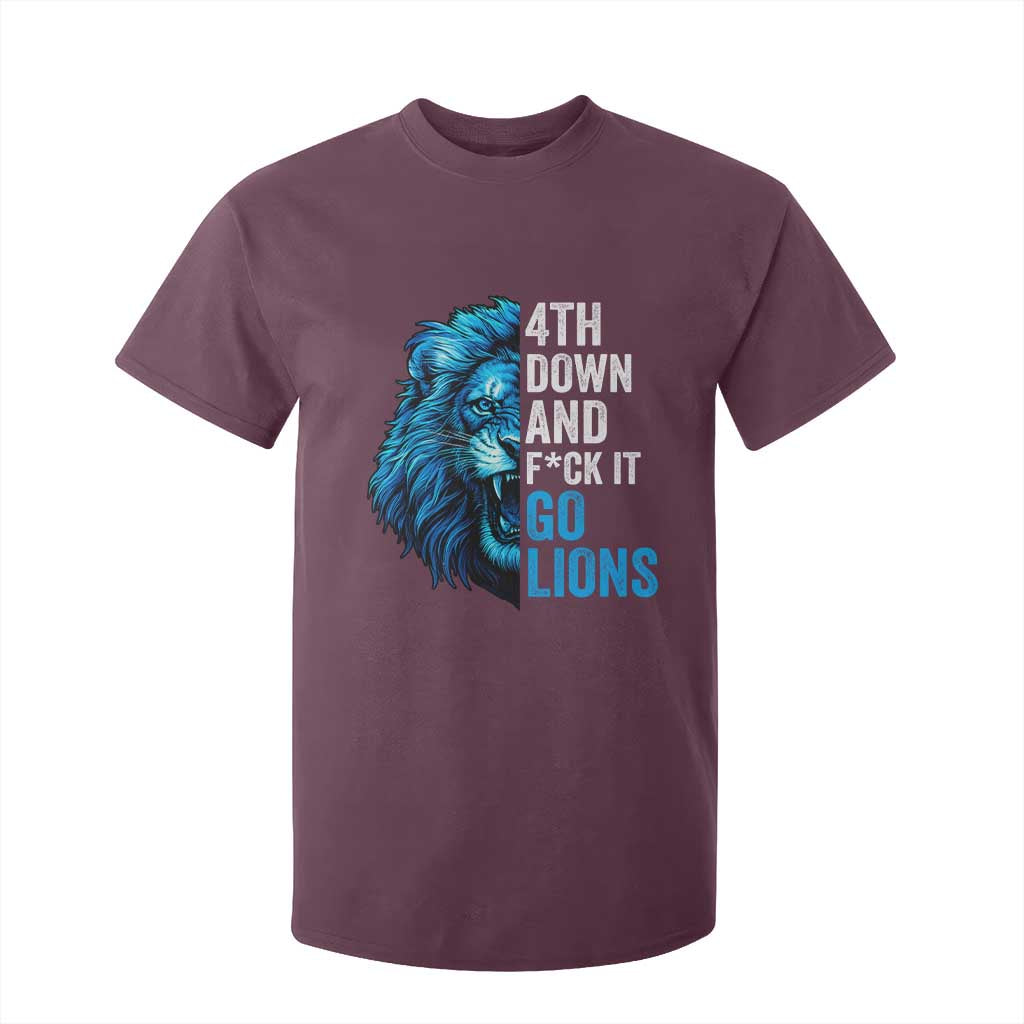 Go Lions T Shirt For Kid Funny 4th Down F*ck It Blue Lion Fan TS10 Maroon Print Your Wear