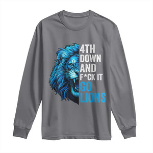 Go Lions Long Sleeve Shirt Funny 4th Down F*ck It Blue Lion Fan TS10 Charcoal Print Your Wear