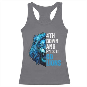 Go Lions Racerback Tank Top Funny 4th Down F*ck It Blue Lion Fan TS10 Charcoal Print Your Wear