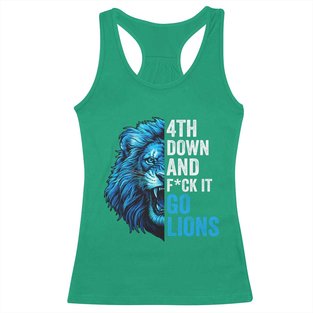 LF Game Day Racerback Tank Top Funny 4th Down F*ck It Blue Team Sports Fan TS10 Irish Green Print Your Wear
