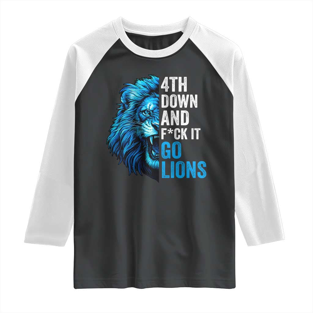 LF Game Day Raglan Shirt Funny 4th Down F*ck It Blue Team Sports Fan TS10 Black White Print Your Wear