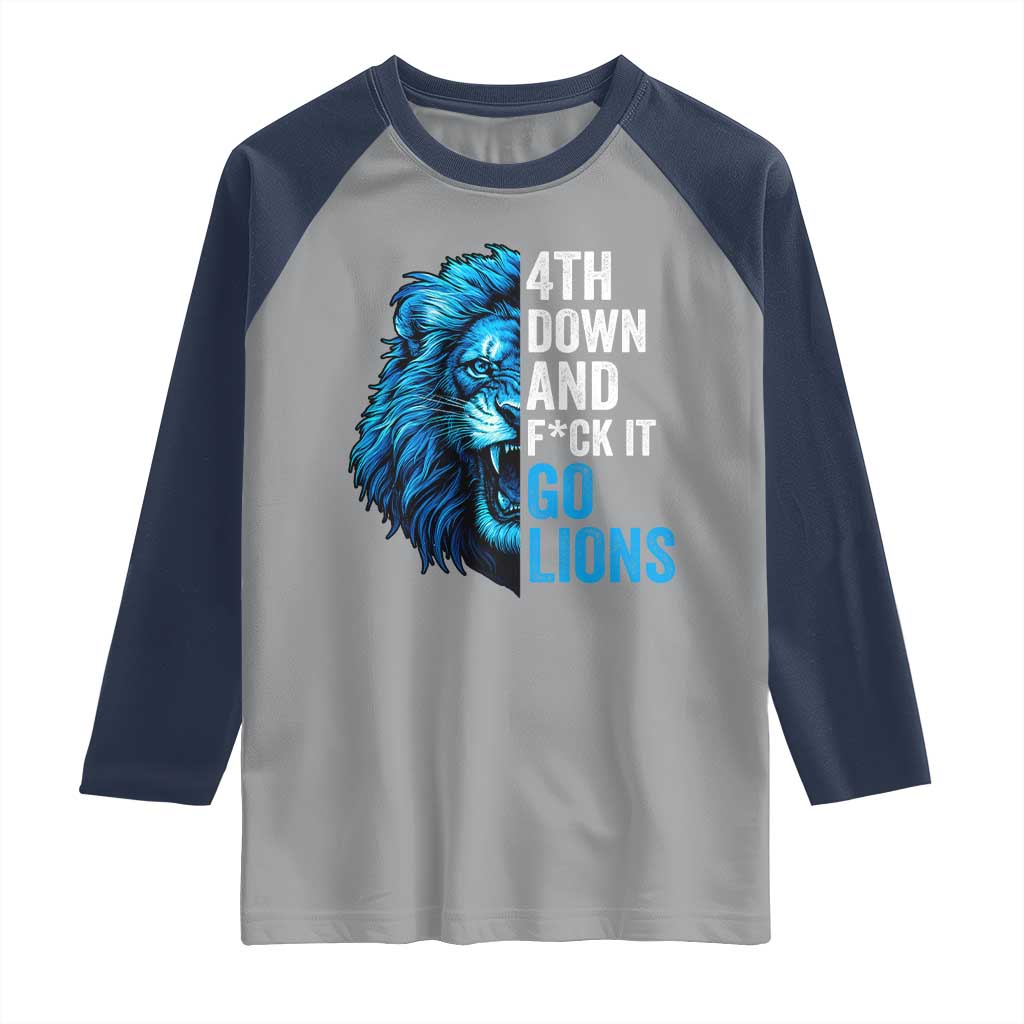 LF Game Day Raglan Shirt Funny 4th Down F*ck It Blue Team Sports Fan TS10 Sport Gray Navy Print Your Wear