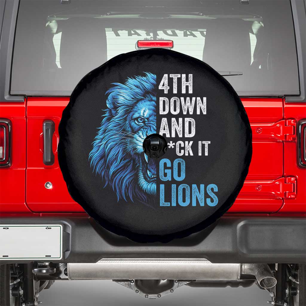 Go Lions Spare Tire Cover Funny 4th Down F*ck It Blue Lion Fan TS10 Black Print Your Wear
