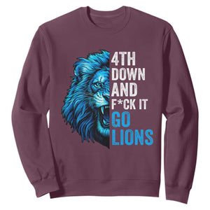 Go Lions Sweatshirt Funny 4th Down F*ck It Blue Lion Fan TS10 Maroon Print Your Wear