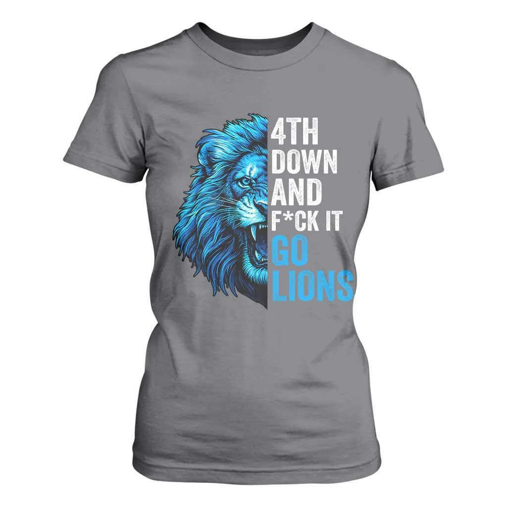 LF Game Day T Shirt For Women Funny 4th Down F*ck It Blue Team Sports Fan TS10 Charcoal Print Your Wear