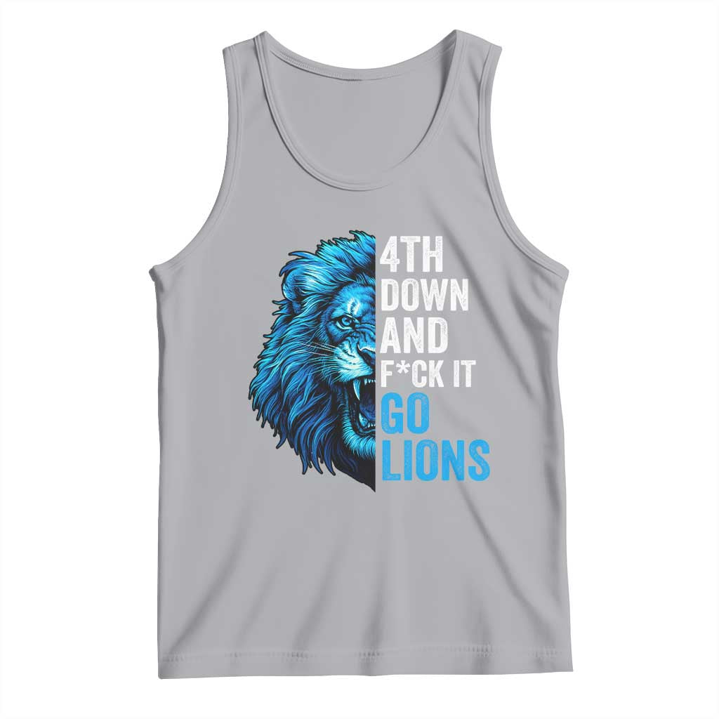 Go Lions Tank Top Funny 4th Down F*ck It Blue Lion Fan TS10 Athletic Heather Print Your Wear
