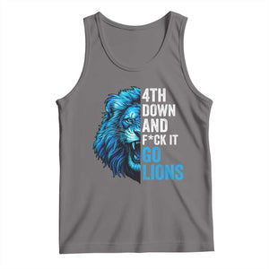 Go Lions Tank Top Funny 4th Down F*ck It Blue Lion Fan TS10 Deep Heather Print Your Wear