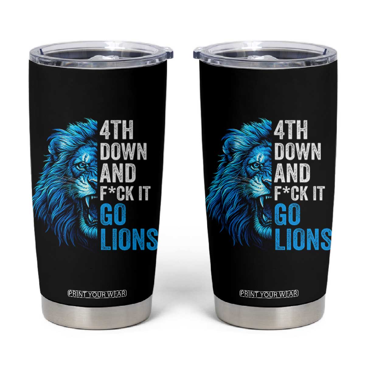 LF Game Day Tumbler Cup Funny 4th Down F*ck It Blue Team Sports Fan TS10 Black Print Your Wear