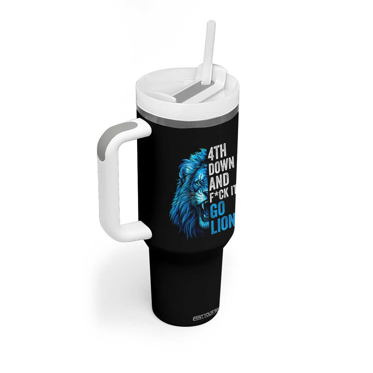 LF Game Day Tumbler With Handle Funny 4th Down F*ck It Blue Team Sports Fan TS10 Print Your Wear