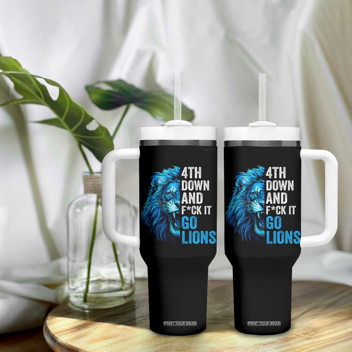 LF Game Day Tumbler With Handle Funny 4th Down F*ck It Blue Team Sports Fan TS10 Print Your Wear