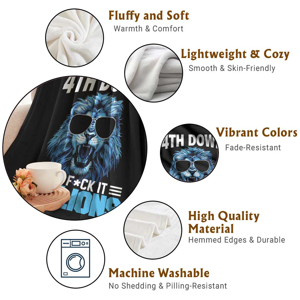 4th Down F*ck It Go Lions Throw Blanket Funny Bold Game Day TS10 Print Your Wear