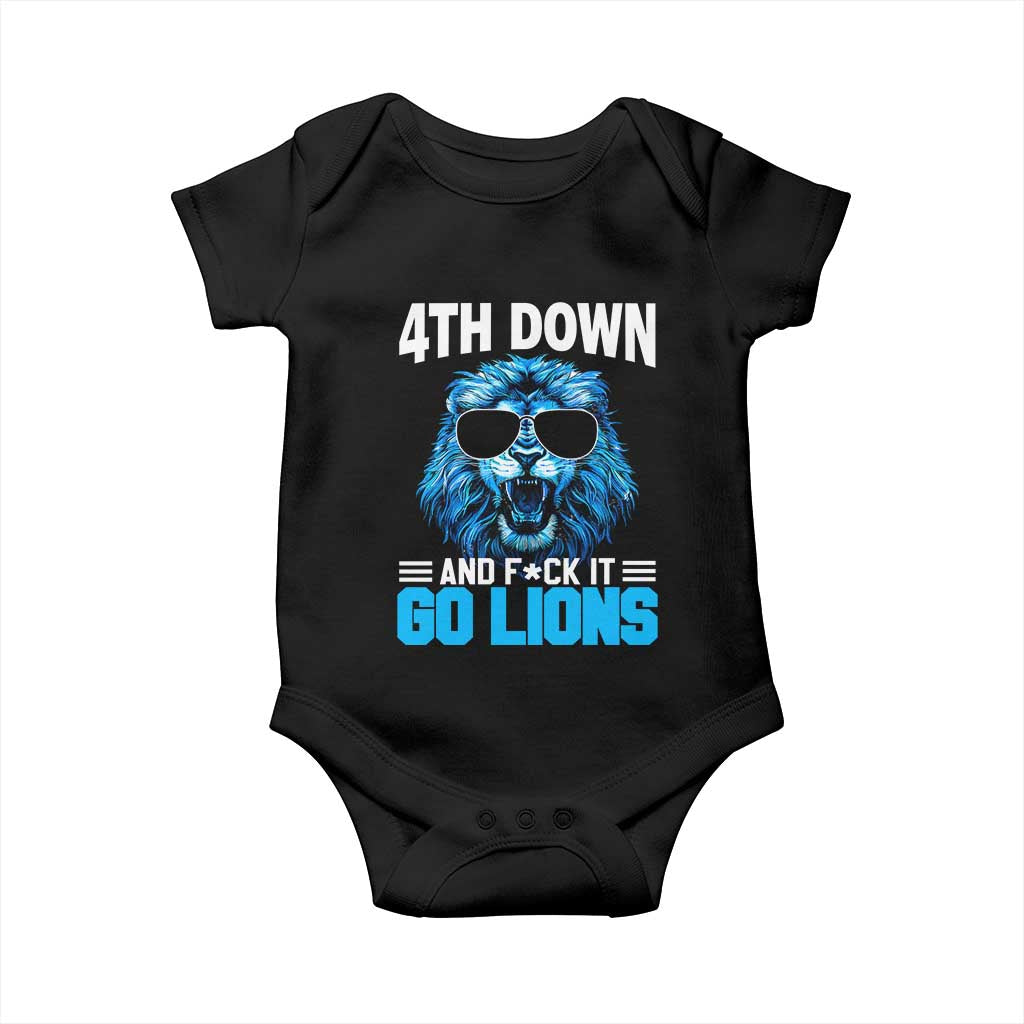 4th Down F*ck It Go Lions Baby Onesie Funny Bold Game Day TS10 Black Print Your Wear