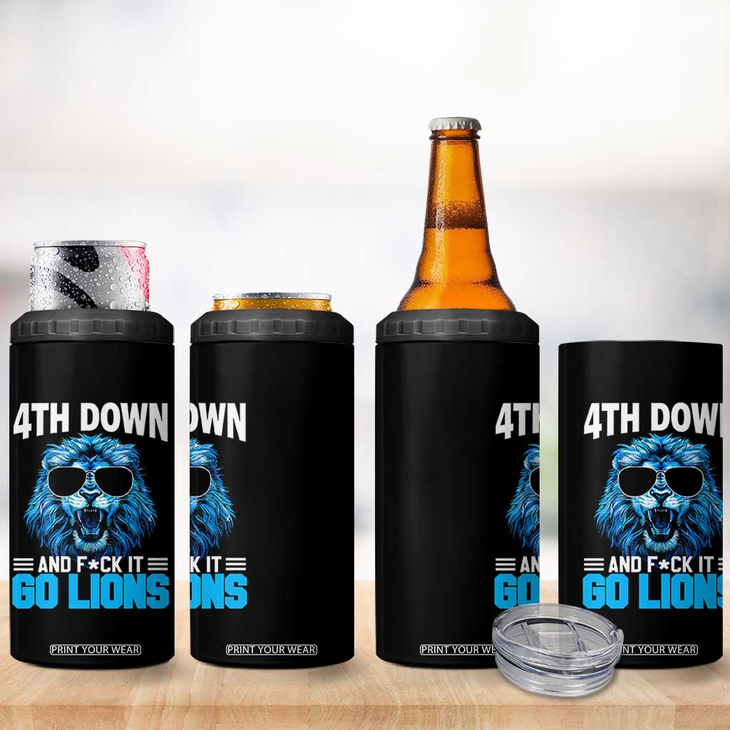 4th Down F*ck It Go Lions 4 in 1 Can Cooler Tumbler Funny Bold Game Day TS10 Print Your Wear