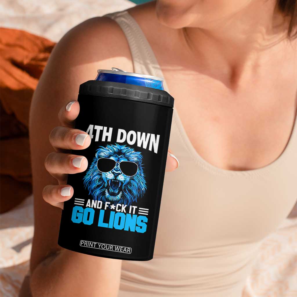 4th Down F*ck It Go Lions 4 in 1 Can Cooler Tumbler Funny Bold Game Day TS10 Print Your Wear