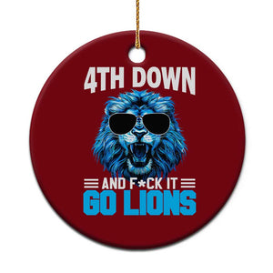 4th Down F*ck It Go Lions Ceramic Ornament Funny Bold Game Day TS10 1pc Red Print Your Wear