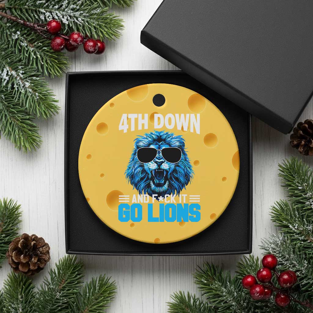 4th Down F*ck It Go Lions Ceramic Ornament Funny Bold Game Day TS10 1pc Yellow Cheese Print Your Wear