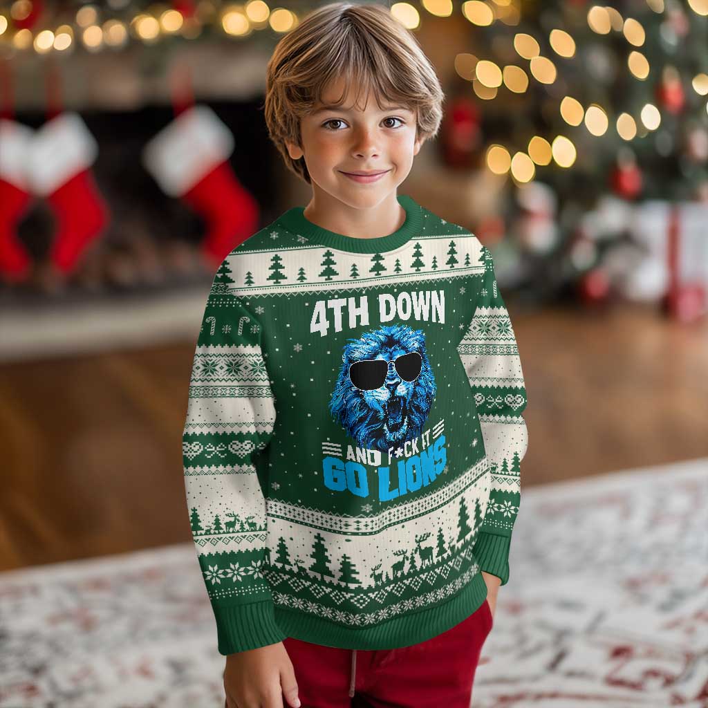 4th Down F*ck It LF Ugly Christmas Sweater Funny Bold Game Day TS10 Forest Green Beige Print Your Wear
