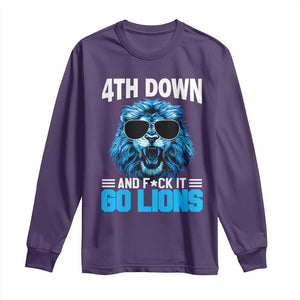 4th Down F*ck It Go Lions Long Sleeve Shirt Funny Bold Game Day TS10 Purple Print Your Wear