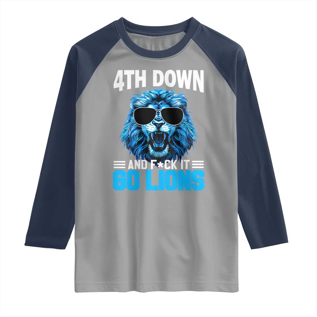 4th Down F*ck It LF Raglan Shirt Funny Bold Game Day TS10 Sport Gray Navy Print Your Wear