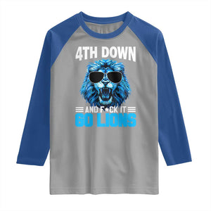 4th Down F*ck It Go Lions Raglan Shirt Funny Bold Game Day TS10 Sport Gray Royal Print Your Wear