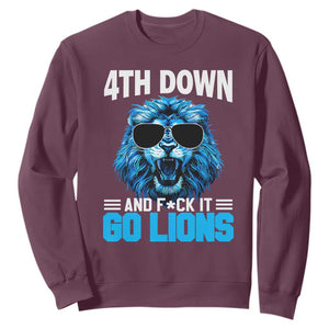 4th Down F*ck It Go Lions Sweatshirt Funny Bold Game Day TS10 Maroon Print Your Wear