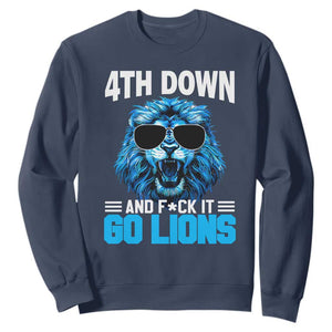 4th Down F*ck It Go Lions Sweatshirt Funny Bold Game Day TS10 Navy Print Your Wear