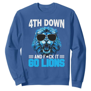 4th Down F*ck It Go Lions Sweatshirt Funny Bold Game Day TS10 Royal Blue Print Your Wear