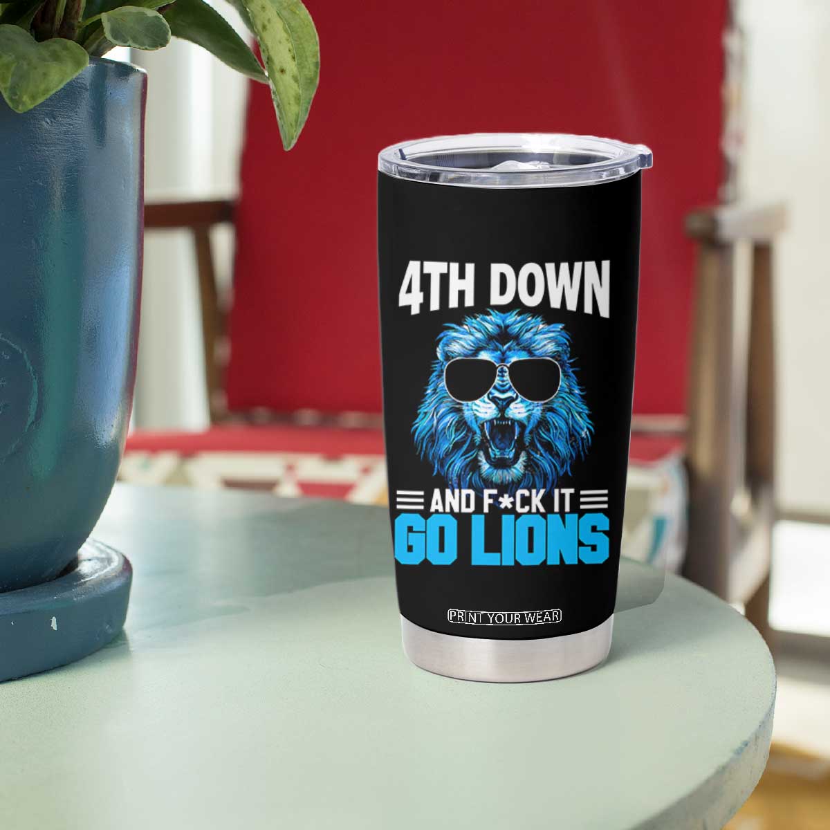 4th Down F*ck It Go Lions Tumbler Cup Funny Bold Game Day TS10 Print Your Wear