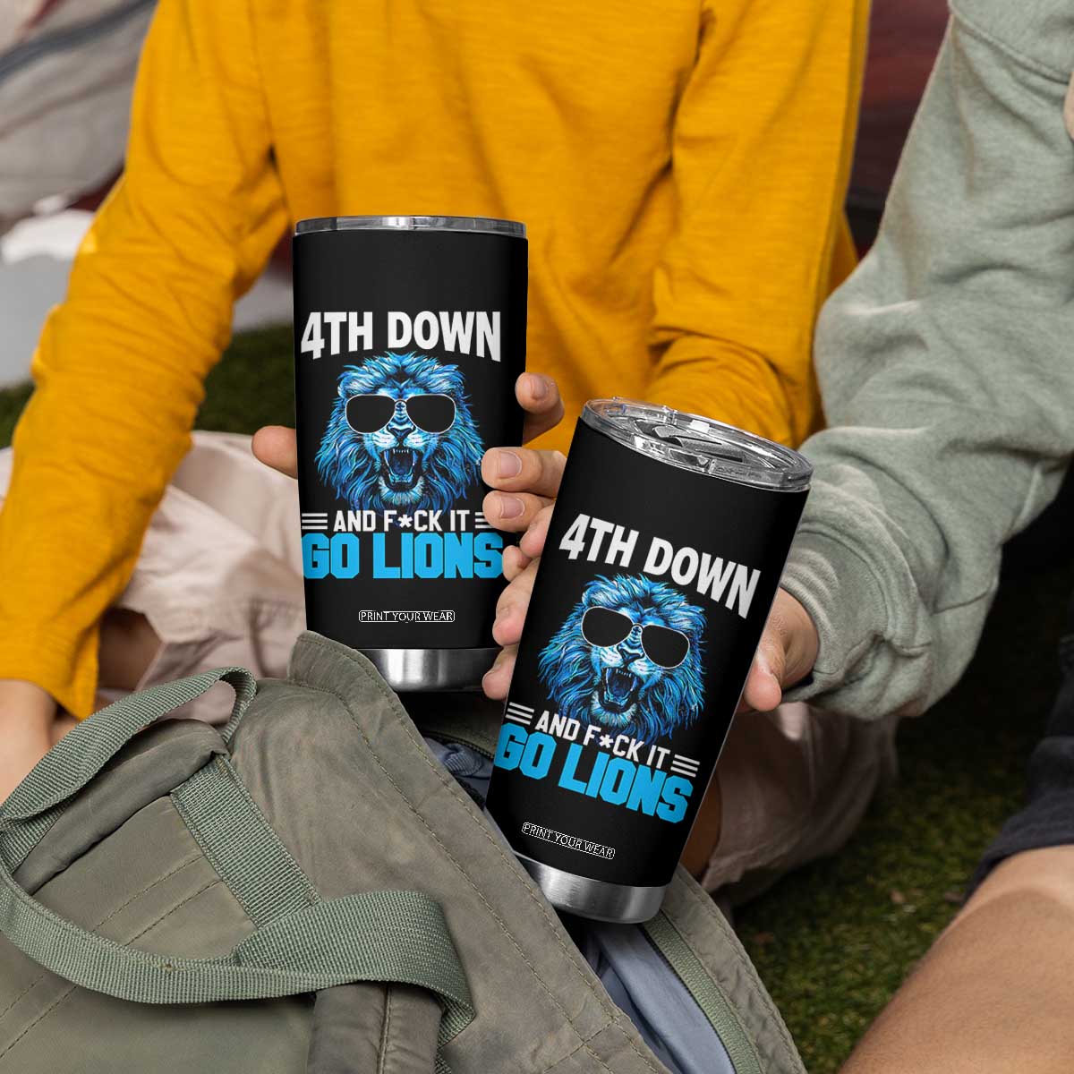 4th Down F*ck It Go Lions Tumbler Cup Funny Bold Game Day TS10 Print Your Wear