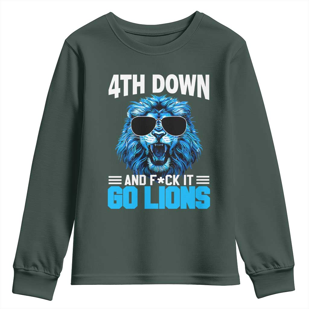 4th Down F*ck It LF Youth Sweatshirt Funny Bold Game Day TS10 Dark Forest Green Print Your Wear