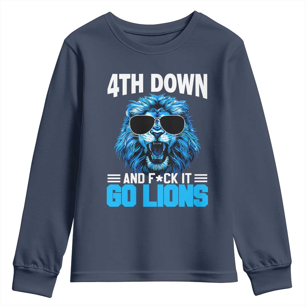 4th Down F*ck It LF Youth Sweatshirt Funny Bold Game Day TS10 Navy Print Your Wear
