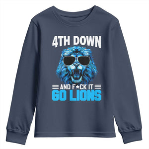 4th Down F*ck It Go Lions Youth Sweatshirt Funny Bold Game Day TS10 Navy Print Your Wear