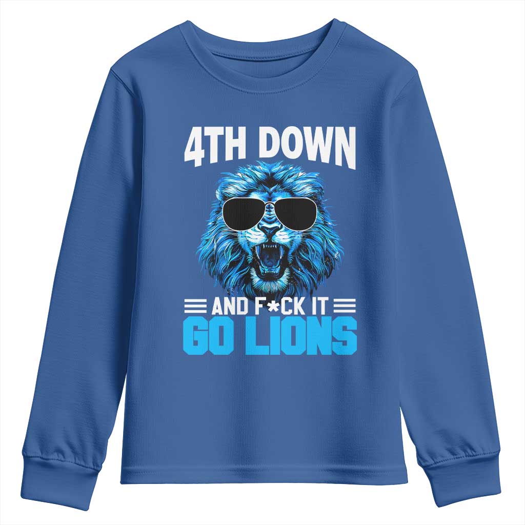 4th Down F*ck It LF Youth Sweatshirt Funny Bold Game Day TS10 Royal Blue Print Your Wear