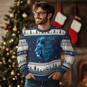 I Liked The Lions Before It Was Cool Ugly Christmas Sweater Vintage Rap Tee TS10 Navy Beige Print Your Wear