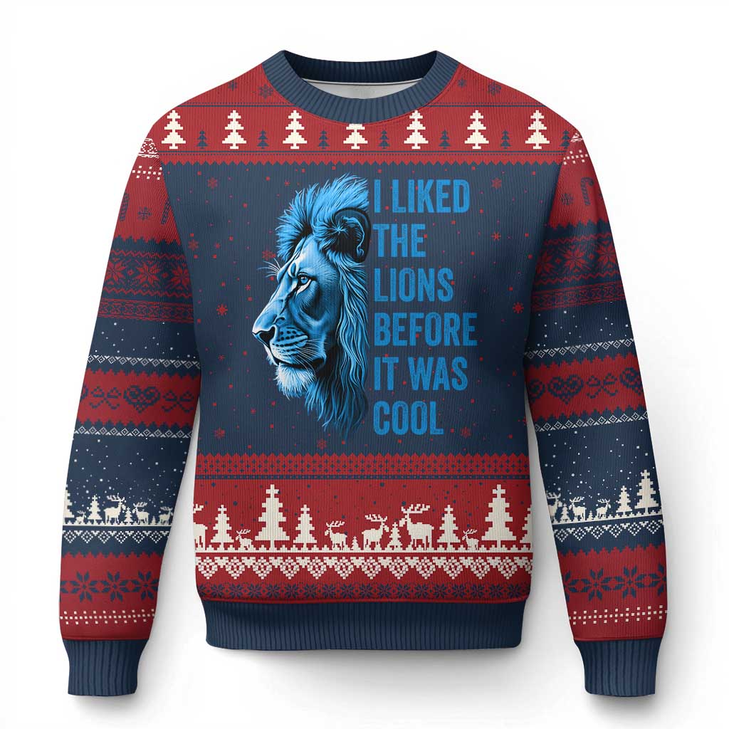 I Liked The Lions Before It Was Cool Ugly Christmas Sweater Vintage Rap Tee TS10 Navy Red Print Your Wear