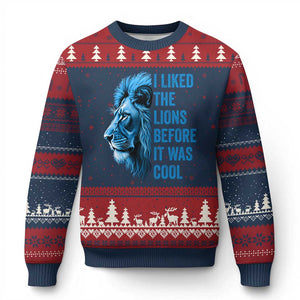 I Liked The Lions Before It Was Cool Ugly Christmas Sweater Vintage Rap Tee TS10 Navy Red Print Your Wear