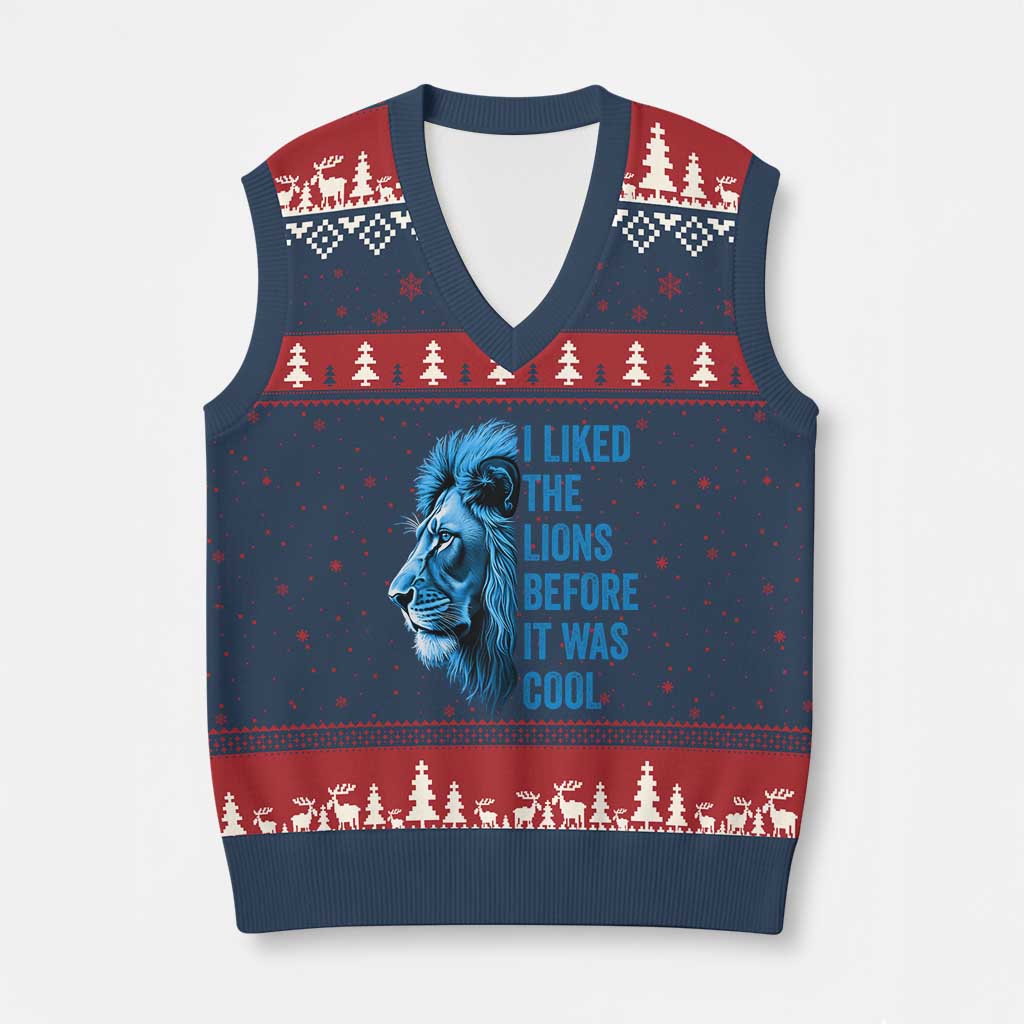 I Liked The Lions Before It Was Cool V-Neck Knit Sweater Vest Vintage Rap Tee TS10 Navy Red Print Your Wear