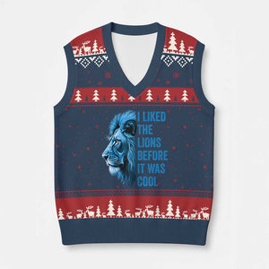 I Liked The Lions Before It Was Cool V-Neck Knit Sweater Vest Vintage Rap Tee TS10 Navy Red Print Your Wear