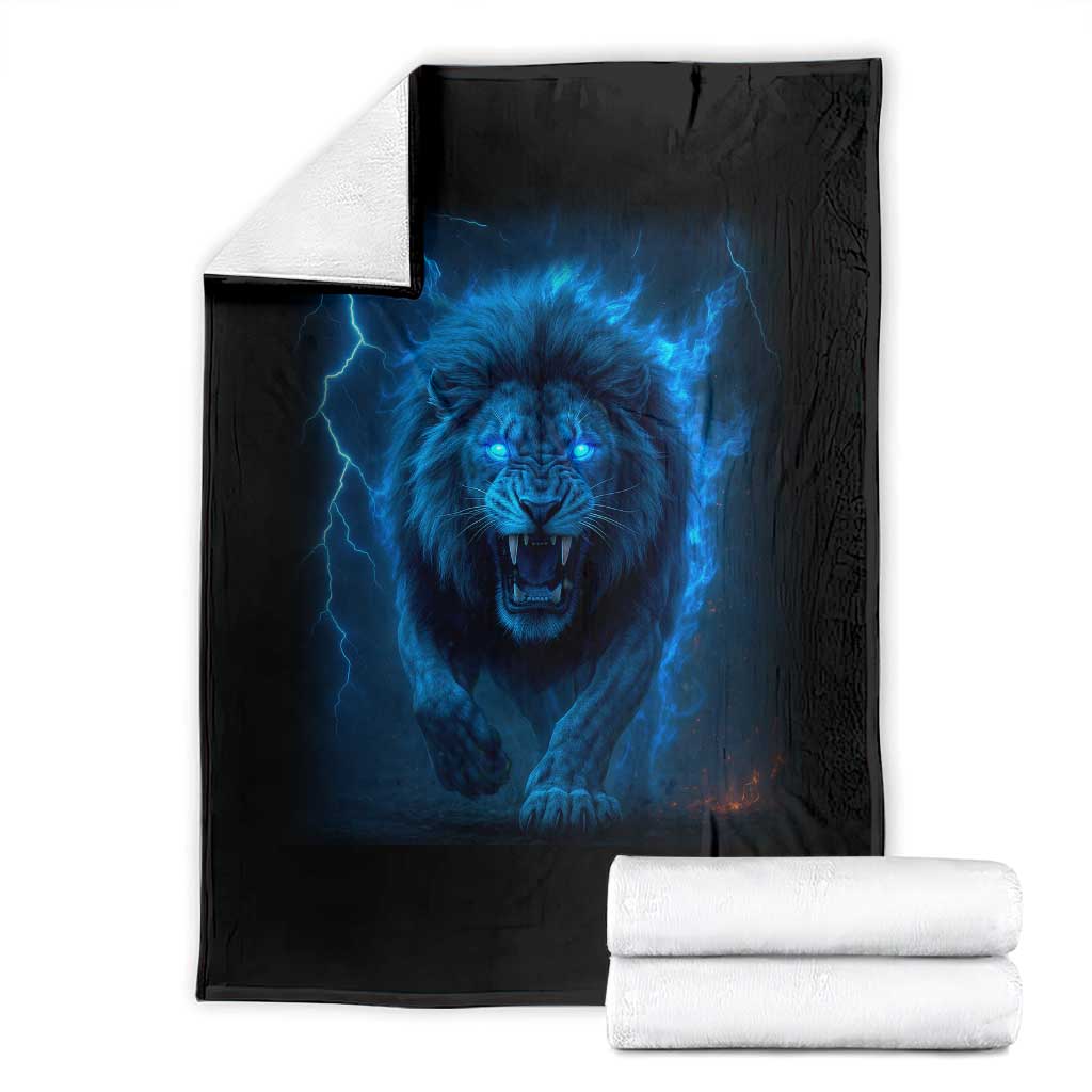 Vintage Classic Blue Lion Bootleg Graphic Throw Blanket - Print Your Wear