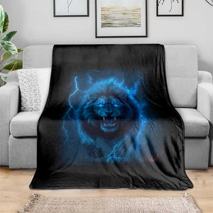 Vintage Classic Blue Lion Bootleg Graphic Throw Blanket - Print Your Wear