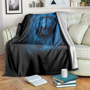 Vintage Classic Blue Lion Bootleg Graphic Throw Blanket - Print Your Wear