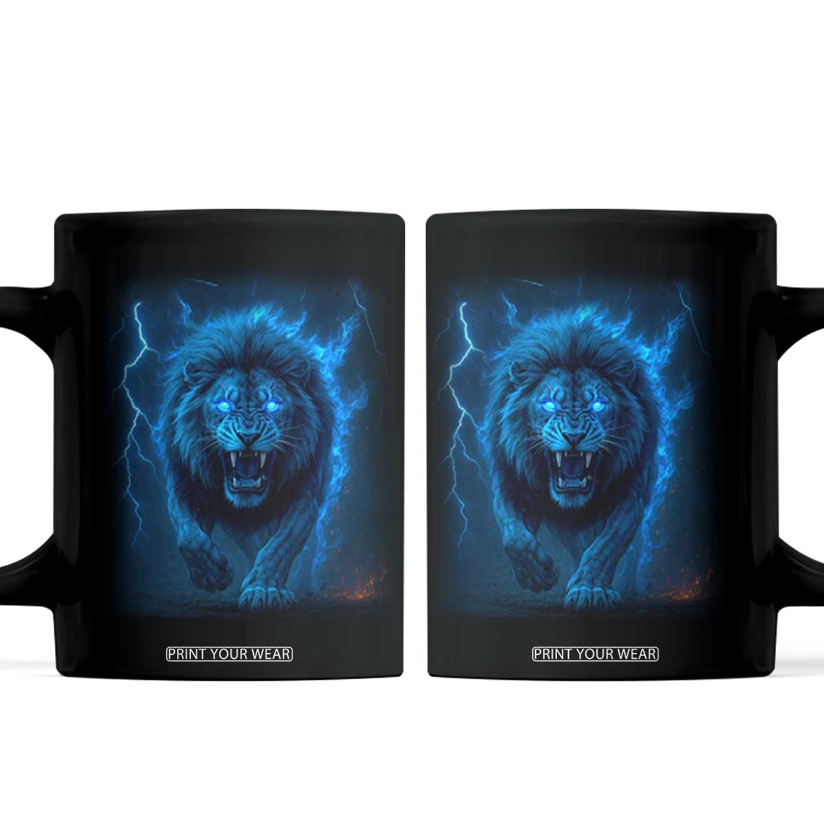 Vintage Classic Blue Lion Bootleg Graphic Coffee Mug TS10 Black Print Your Wear