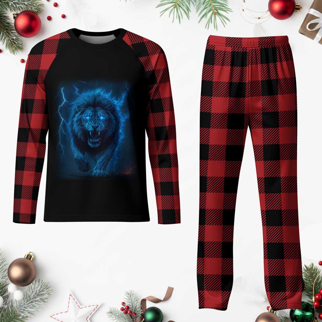 Vintage Classic Blue Lion Bootleg Graphic Plaid Pajama Set TS10 Buffalo Plaid Print Your Wear