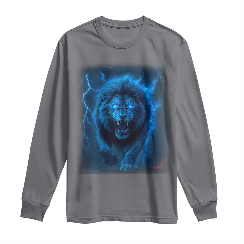 Vintage Classic Blue Lion Bootleg Graphic Long Sleeve Shirt TS10 Charcoal Print Your Wear