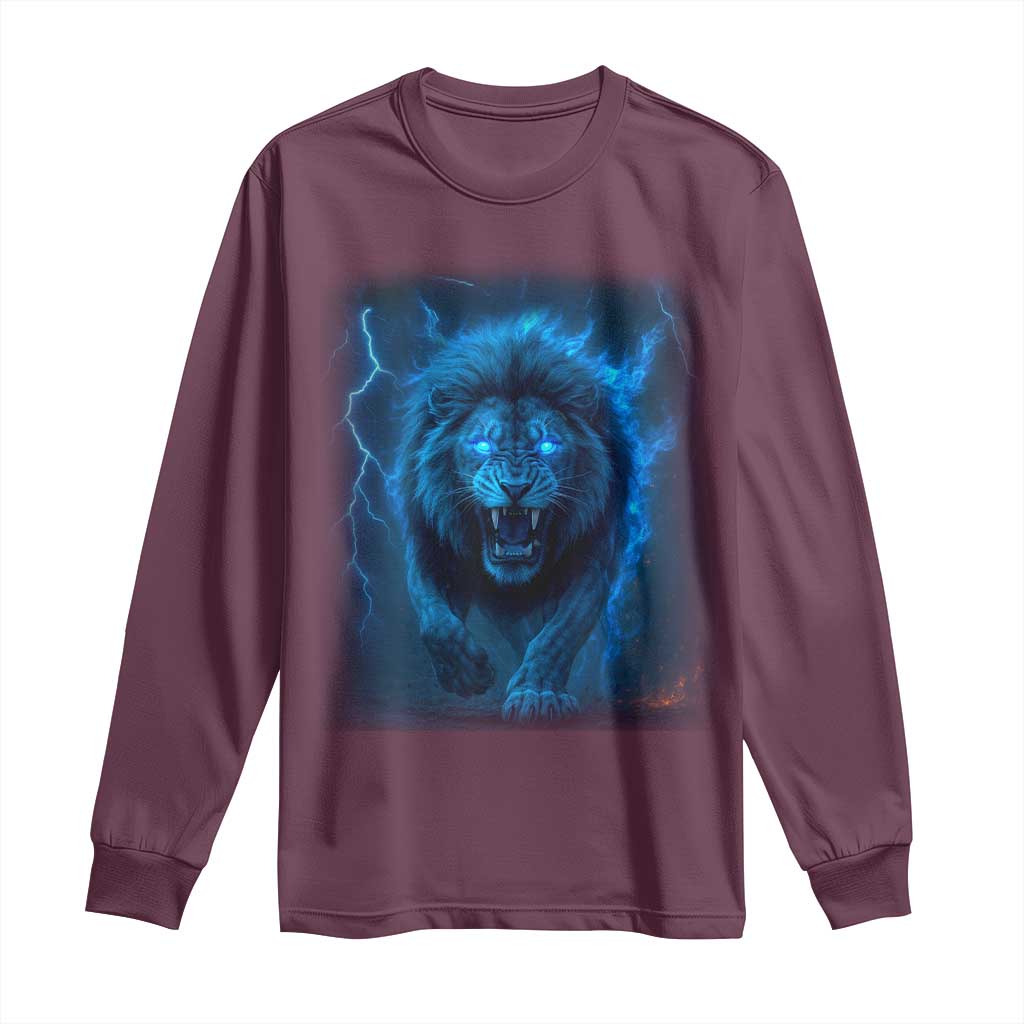 Vintage Classic Blue Lion Bootleg Graphic Long Sleeve Shirt TS10 Maroon Print Your Wear