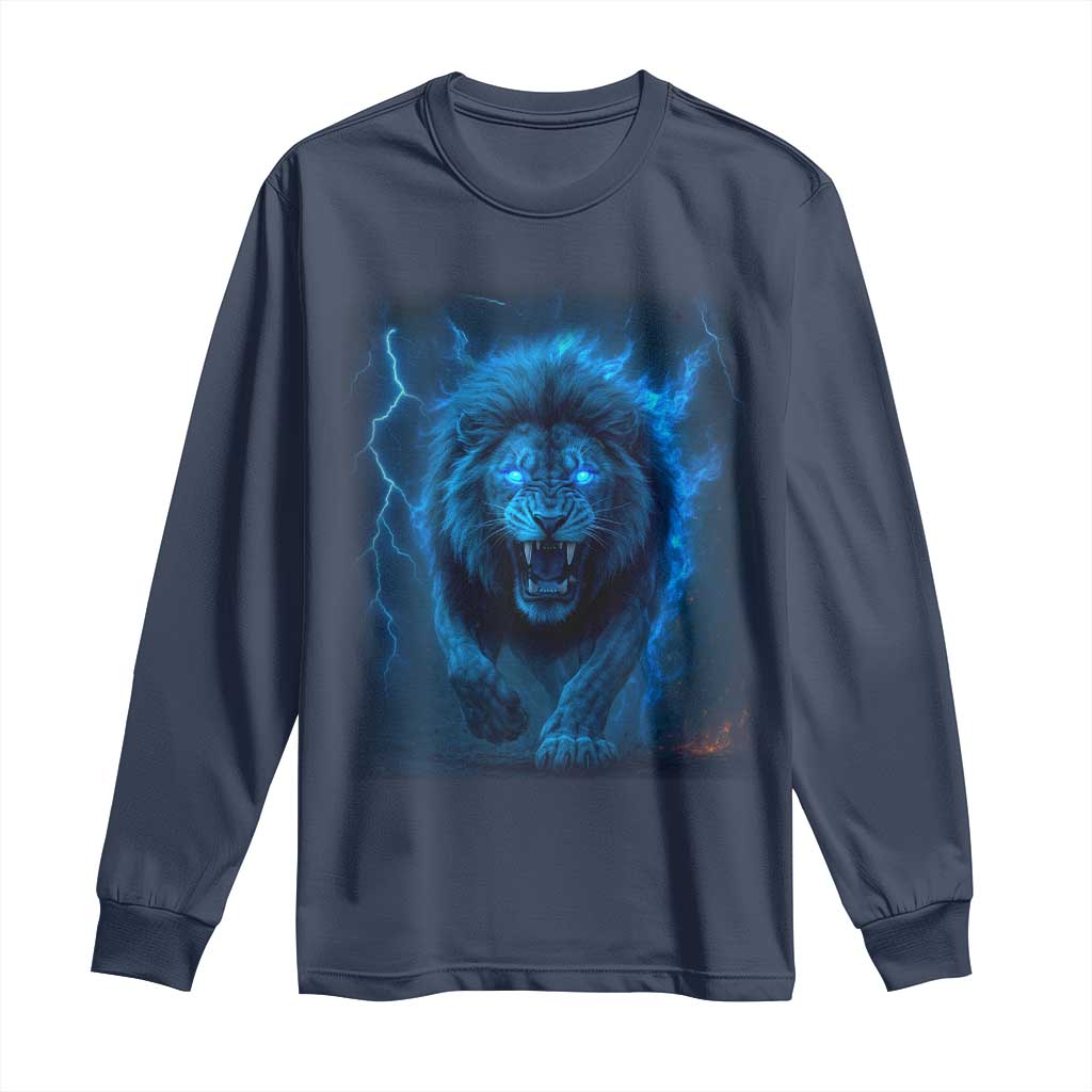 Vintage Classic Blue Lion Bootleg Graphic Long Sleeve Shirt TS10 Navy Print Your Wear