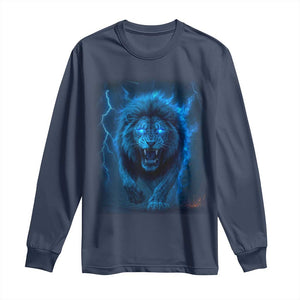 Vintage Classic Blue Lion Bootleg Graphic Long Sleeve Shirt TS10 Navy Print Your Wear