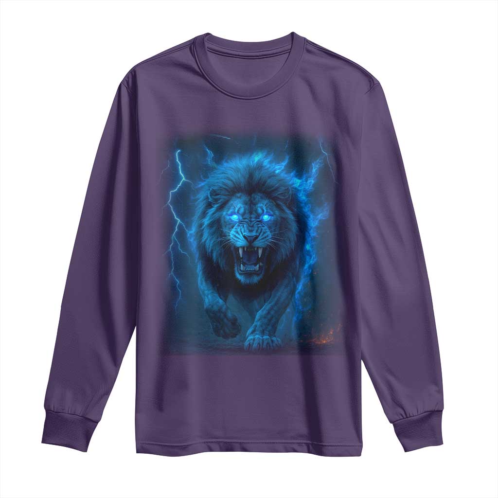 Vintage Classic Blue Lion Bootleg Graphic Long Sleeve Shirt TS10 Purple Print Your Wear
